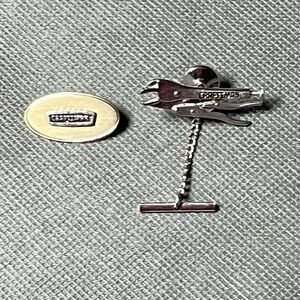 Lot Of 2 Vintage Sears Craftsman Tool Tie Bar Clips & Pin - Wrench